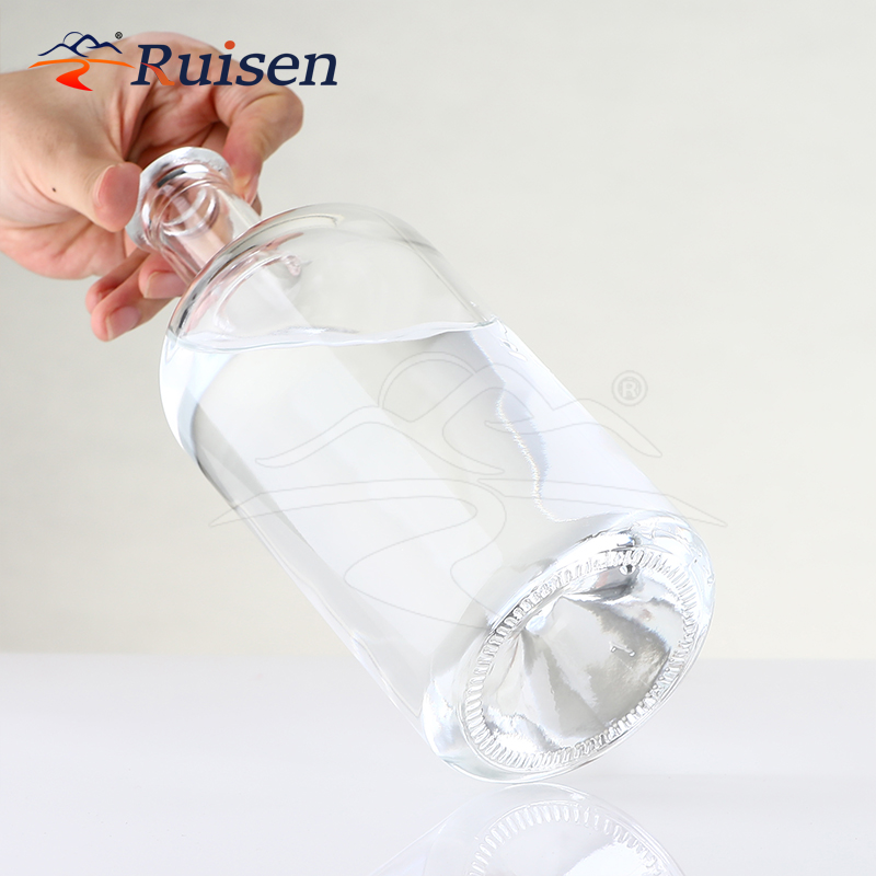 High Quality Hot Glass Bottles with Crown and Screw Cap for Rum Whisky Vodka Baijiu Flat Shape 