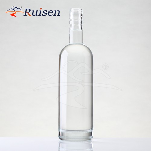 Wholesale Unique Design Tall Neck 700ml Vodka Glass Rum Whiskey Glass Bottle With Corks