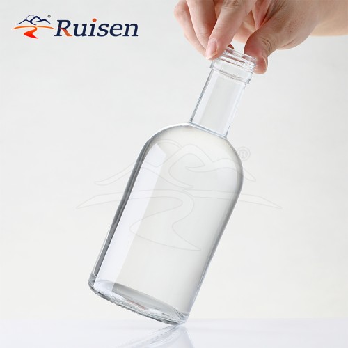 Custom Round 750 Ml Glass Liquor Vodka Spirits Gin Bottles With Screw Lids