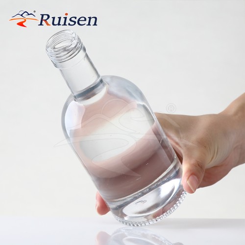 Custom Round 750 Ml Glass Liquor Vodka Spirits Gin Bottles With Screw Lids
