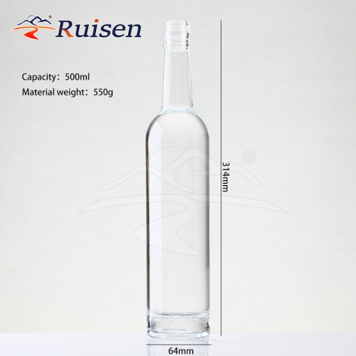 Wholesale 750ml Glass Wine Liquor Bottle Glass Brandy Gin Rum Tequila Vodka Spirits Bottle With Lid 350ml 500ml