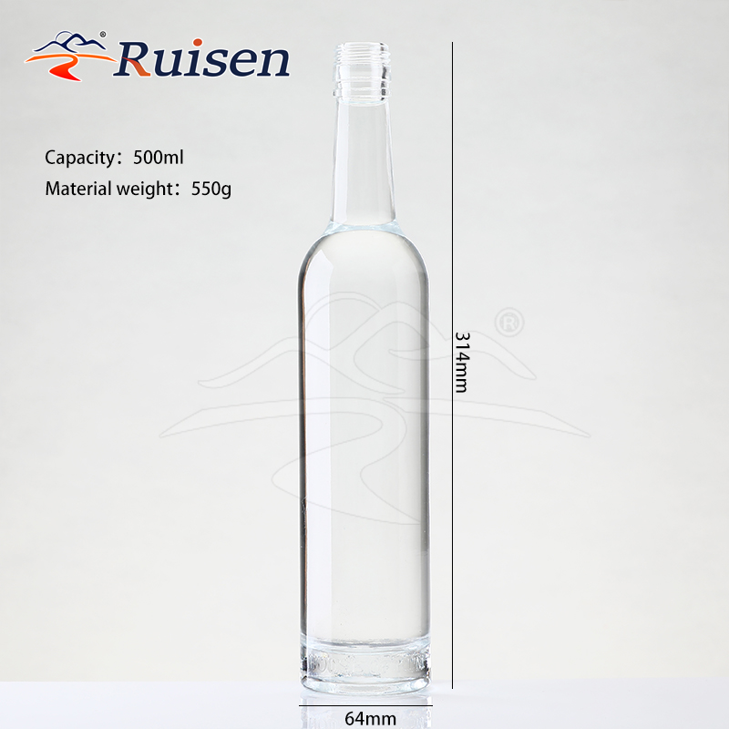 Wholesale 750ml Glass Wine Liquor Bottle Glass Brandy Gin Rum Tequila Vodka Spirits Bottle With Lid 350ml 500ml 