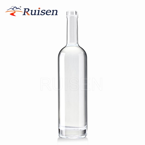 Empty Clear Round Glass Wine Bottle Long Neck Empty Spirit Glass Bottle Whisky Glass Bottle 750ml