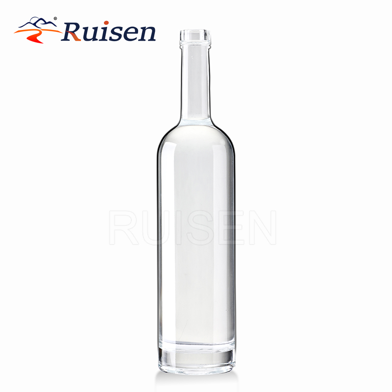 Empty Clear Round Glass Wine Bottle Long Neck Empty Spirit Glass Bottle Whisky Glass Bottle 750ml 
