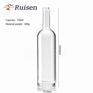 Empty Clear Round Glass Wine Bottle Long Neck Empty Spirit Glass Bottle Whisky Glass Bottle 750ml 