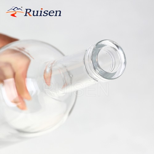 Empty Clear Round Glass Wine Bottle Long Neck Empty Spirit Glass Bottle Whisky Glass Bottle 750ml