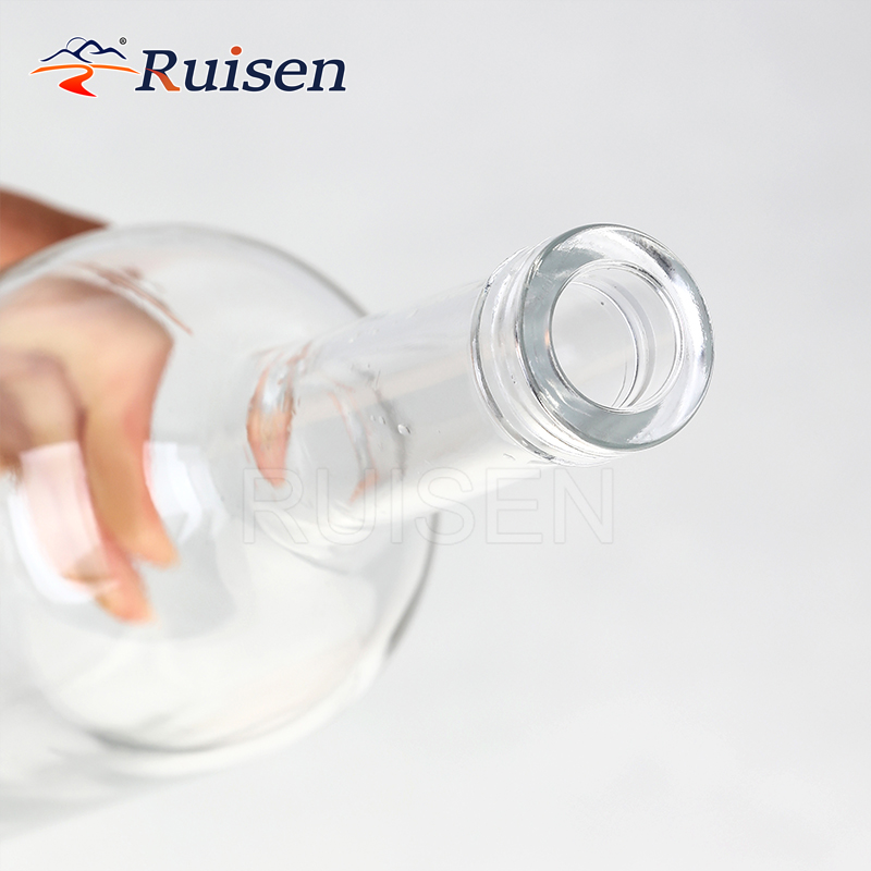 Empty Clear Round Glass Wine Bottle Long Neck Empty Spirit Glass Bottle Whisky Glass Bottle 750ml 