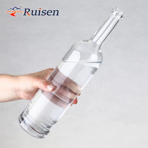 Empty Clear Round Glass Wine Bottle Long Neck Empty Spirit Glass Bottle Whisky Glass Bottle 750ml