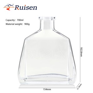 Factory customized high quality irregular transparent spirits drink whiskey 700ml 