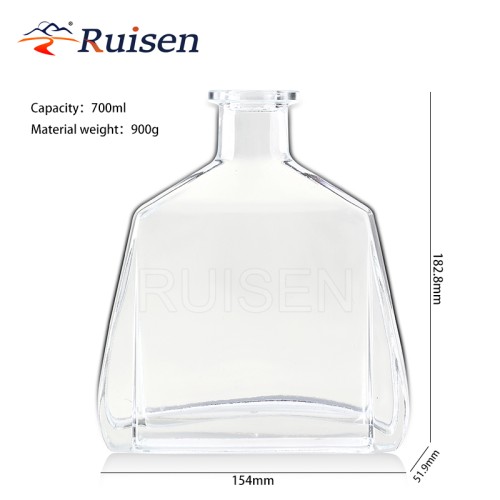 Factory customized high quality irregular transparent spirits drink whiskey 700ml