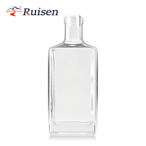 Transparent Dragon Glass White Flat Hollow with Crown Cap Sealed Cap Wine Whiskey Glass Bottle 500ml