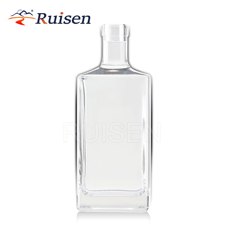 Transparent Dragon Glass White Flat Hollow with Crown Cap Sealed Cap Wine Whiskey Glass Bottle 500ml