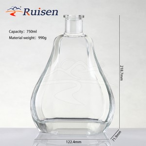 Custom  Glass Wine Bottle with Gourd Special Shape Bottles for Vodka Gin Whisky 750ml 