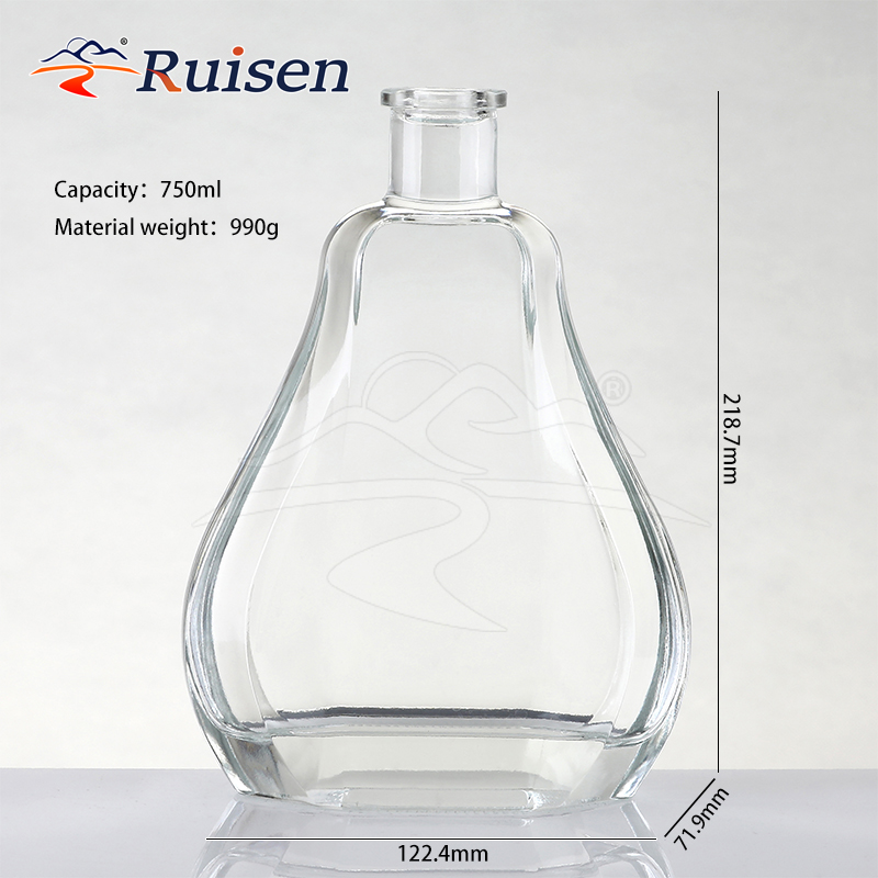 Custom  Glass Wine Bottle with Gourd Special Shape Bottles for Vodka Gin Whisky 750ml 