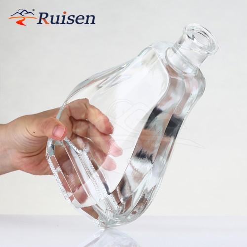 Custom  Glass Wine Bottle with Gourd Special Shape Bottles for Vodka Gin Whisky 750ml