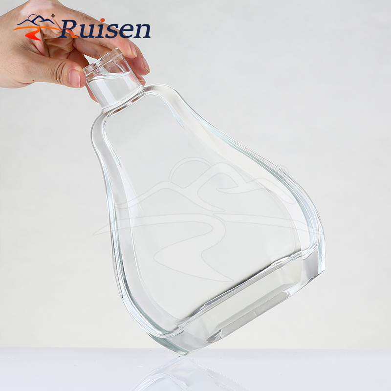 Custom  Glass Wine Bottle with Gourd Special Shape Bottles for Vodka Gin Whisky 750ml 