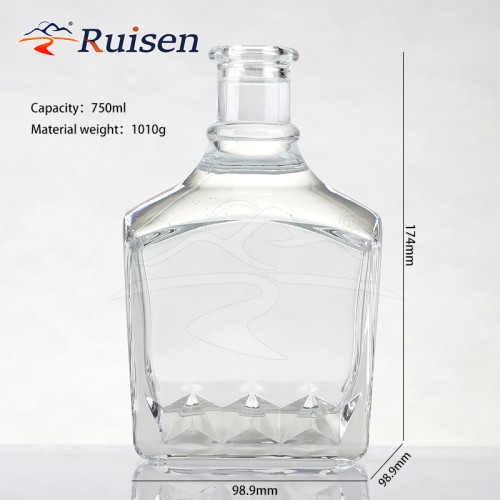 Premium Square Glass Bottles - Customised Whisky / Vodka Glass Bottles in various sizes 750ml