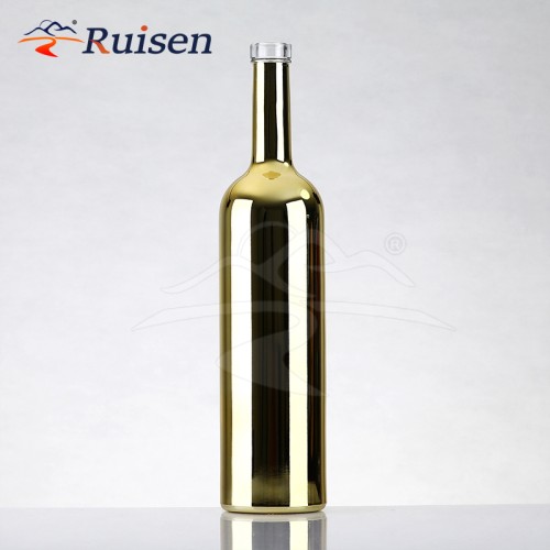 Custom design bubble gold plated copper plated brandy/whisky/vodka electroplated champagne bottle 750ml