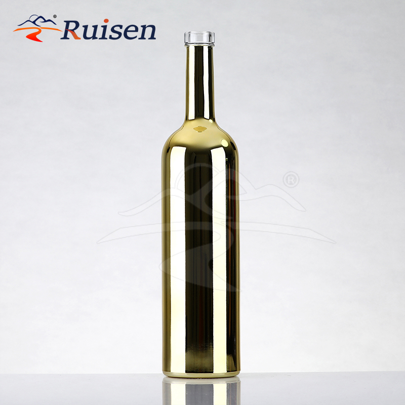 Custom design bubble gold plated copper plated brandy/whisky/vodka electroplated champagne bottle 750ml 