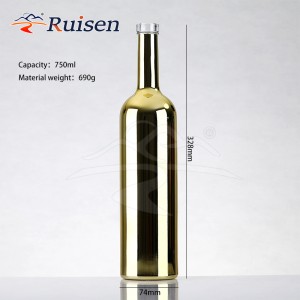 Custom design bubble gold plated copper plated brandy/whisky/vodka electroplated champagne bottle 750ml 