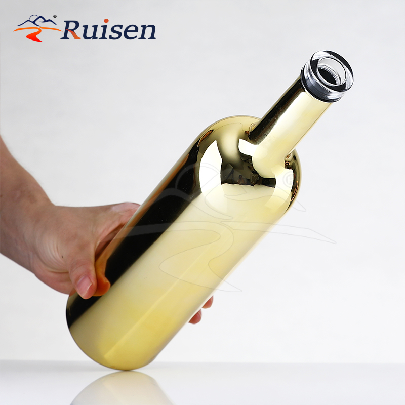 Custom design bubble gold plated copper plated brandy/whisky/vodka electroplated champagne bottle 750ml 
