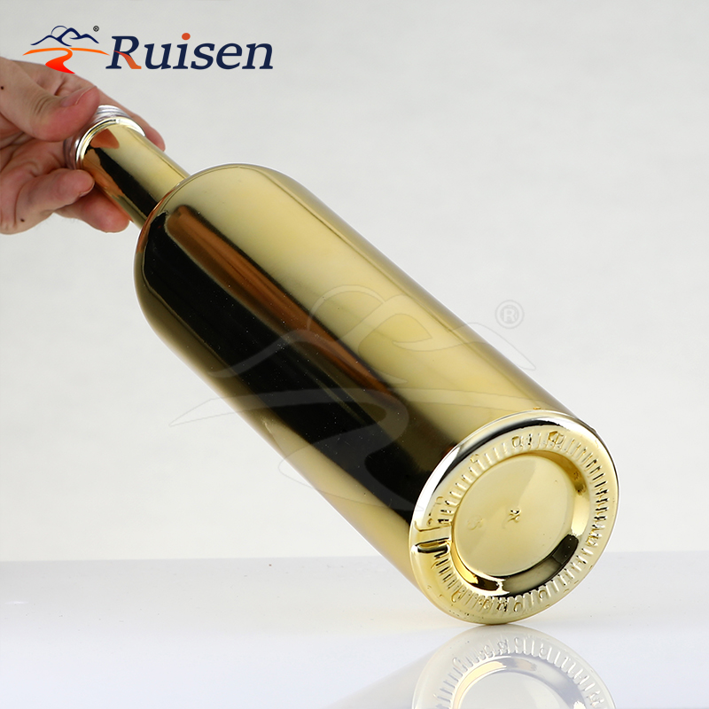 Custom design bubble gold plated copper plated brandy/whisky/vodka electroplated champagne bottle 750ml 