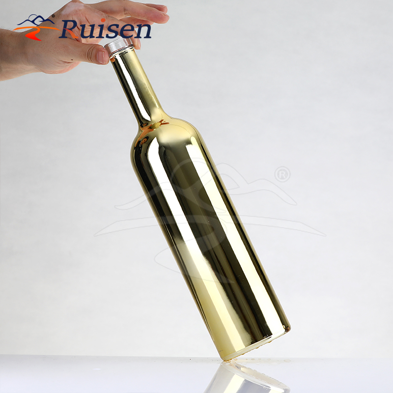 Custom design bubble gold plated copper plated brandy/whisky/vodka electroplated champagne bottle 750ml 