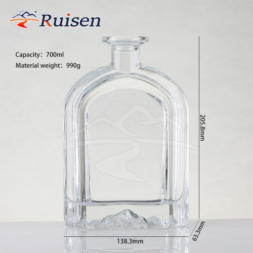 Factory personalised flint glass clear glass bottle whisky brandy wine glass bottle 700ml