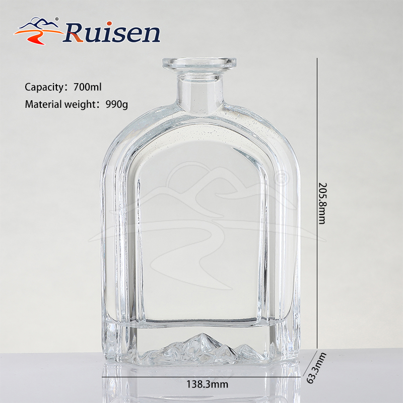 Factory personalised flint glass clear glass bottle whisky brandy wine glass bottle 700ml 