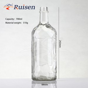 Highend Luxury Round Bottle With Textured Glass Bottle 800ml 750ml Glass Bottle Cork Stopper for Vodka Whiskey Customizable logo 