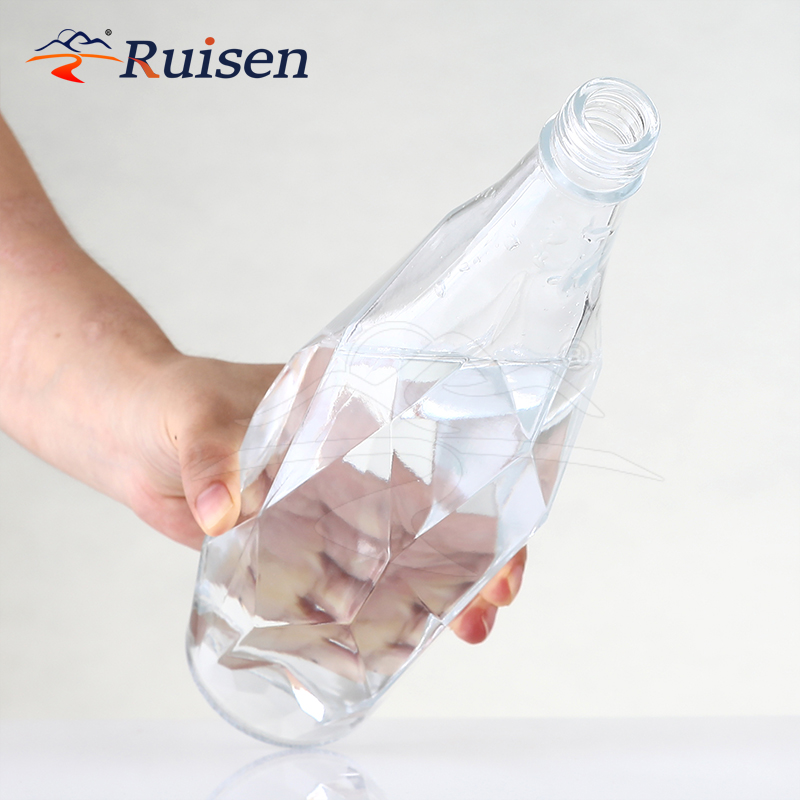 Luxurious 350ml 500ml 750ml Special Shaped Empty Glass Water Drinking Bottle for Wine Beverages Juice 