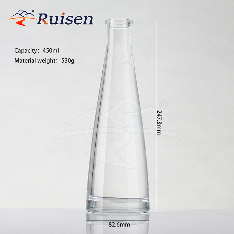 Boli Manufacturer Unique Design Slender Cone-Shaped Bottle Hold Liquor Spirits Vodka Bottle Tequila Whiskey Gin Rum Glass Bottle 