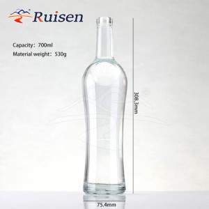 Bar Top Factory Price clear Glass Bottles 700m 750ml Gin Whiskey Vodka Spirit Glass Bottle 500ml 1000ml for Liquor Rum 