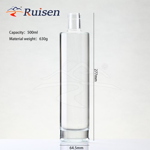 Premium Transparent Glass Bottles for Luxury Brandies Like Whiskey Rum Gin Tequila in Customized Sizes 350ml 500ml 700ml 750ml
