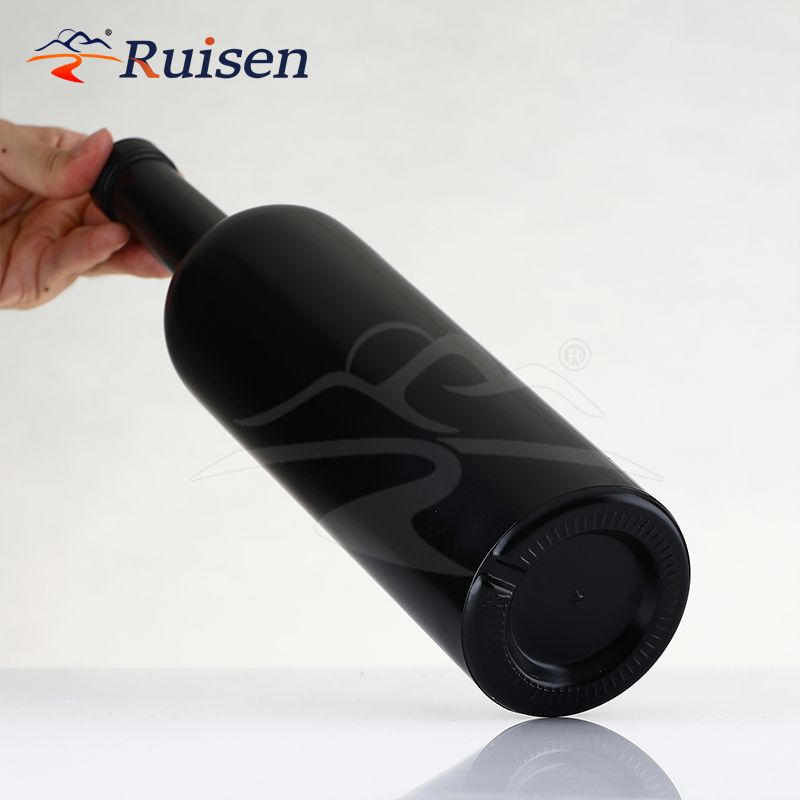 Wholesale Shiny Frosted Black Wine Glass Bottle 750ml 