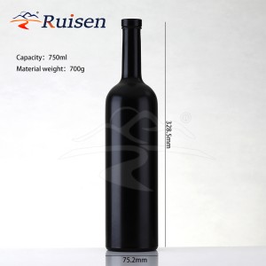 Wholesale Shiny Frosted Black Wine Glass Bottle 750ml 