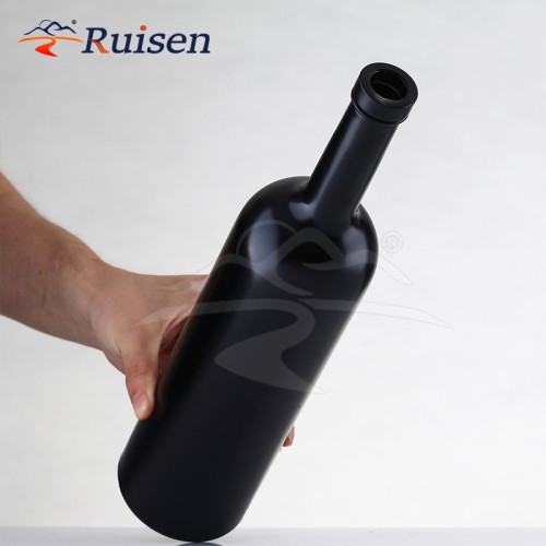 Wholesale Shiny Frosted Black Wine Glass Bottle 750ml