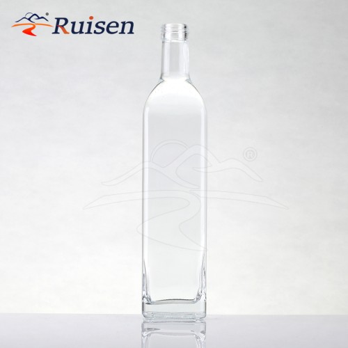 Ru Star Food Grade 500ml 750ml Square Clear Olive Oil Vinegar Glass Bottle for Kitchen