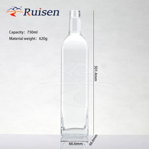 Ru Star Food Grade 500ml 750ml Square Clear Olive Oil Vinegar Glass Bottle for Kitchen 