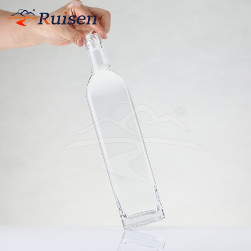 Ru Star Food Grade 500ml 750ml Square Clear Olive Oil Vinegar Glass Bottle for Kitchen