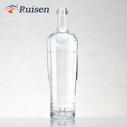 Customized Factory Price Heavy Brandy Whisky Vodka Tequila 750ml Elegant Round Shape Glass Spirits Liquor Bottle with Cork
