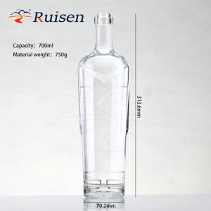 Customized Factory Price Heavy Brandy Whisky Vodka Tequila 750ml Elegant Round Shape Glass Spirits Liquor Bottle with Cork 