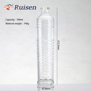 New Fancy Custom Glass Bottle Beautiful Dragon Embossed Liquor Glass Bottle With Golden Lid 