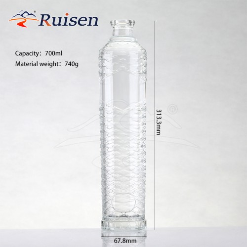 New Fancy Custom Glass Bottle Beautiful Dragon Embossed Liquor Glass Bottle With Golden Lid