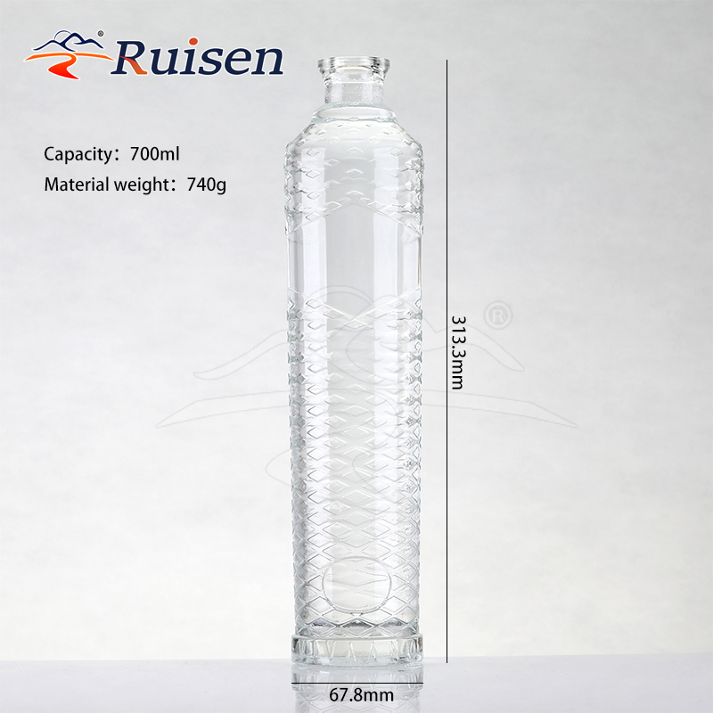 New Fancy Custom Glass Bottle Beautiful Dragon Embossed Liquor Glass Bottle With Golden Lid 