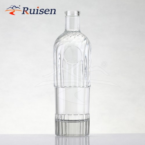 High Quality Clear Empty Vodka Spirit Bottle Wisky Glass Bottle 1000ml Luxury Liquor Bottle