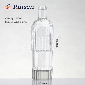 High Quality Clear Empty Vodka Spirit Bottle Wisky Glass Bottle 1000ml Luxury Liquor Bottle 