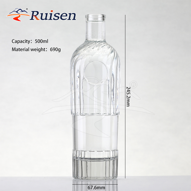 High Quality Clear Empty Vodka Spirit Bottle Wisky Glass Bottle 1000ml Luxury Liquor Bottle 