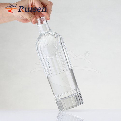 High Quality Clear Empty Vodka Spirit Bottle Wisky Glass Bottle 1000ml Luxury Liquor Bottle
