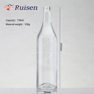 Glass Bottle 700ml 750ml whiskey bottle gin custom made glass liquor bottle with top cap 